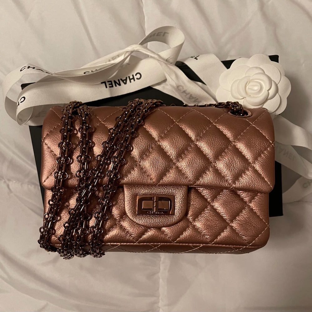 SOLD Chanel 21A Rose Gold Mini 2.55 Reissue